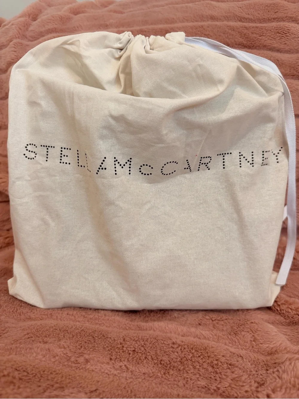 Stella McCartney Black Vegan Leather with Beige Logo Strap Crossbody Bag